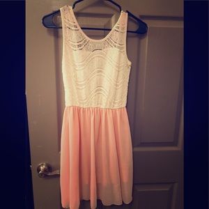 EUC lace open back bow dress